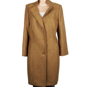 Vintage unbranded tweed ladies long trench style coat size S/M